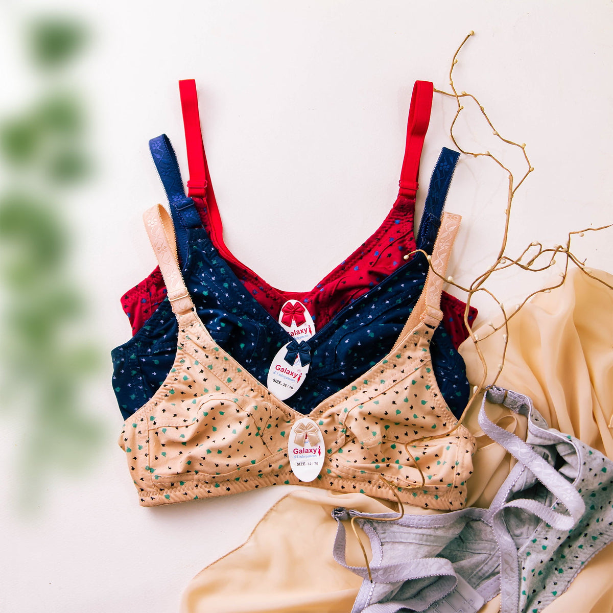 (32-44)b/c. Daily-wear Printed Soft Cotton Bras(219)