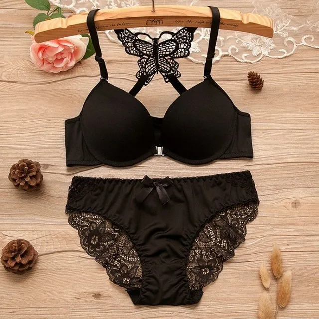 (32-38)B Double Padded Butterfly Bra Panty Set(R3)