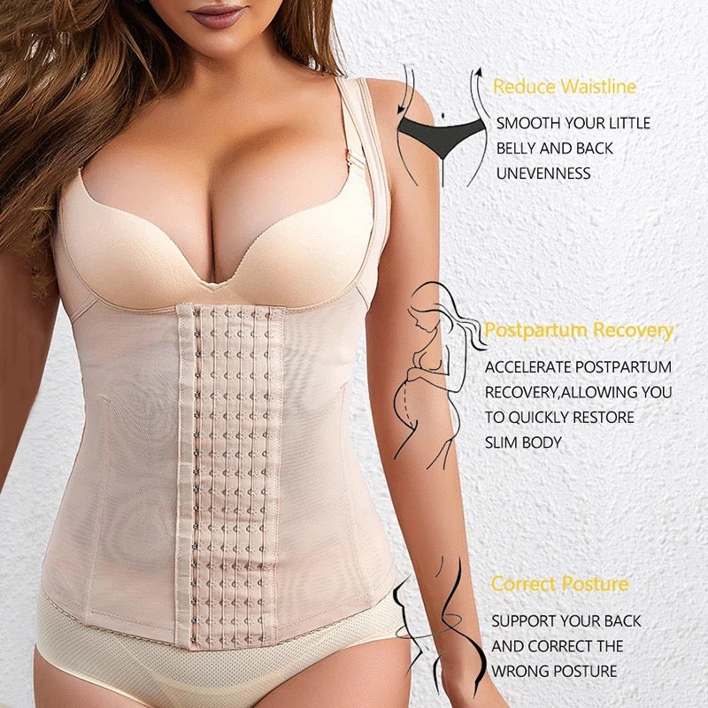 Breathable vest Style Waist and Tummy shaper with Multiple Hooks(B-3)