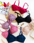 (32-42)b/c Beautiful Flower Pattern Light Padded Non Wired Bra(209)