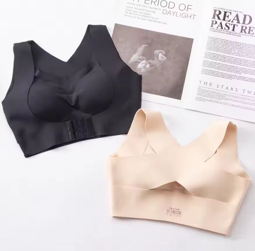 (34-42)Women Plain Seamless Cross Posture Correction Back Straighter Bra [046]*