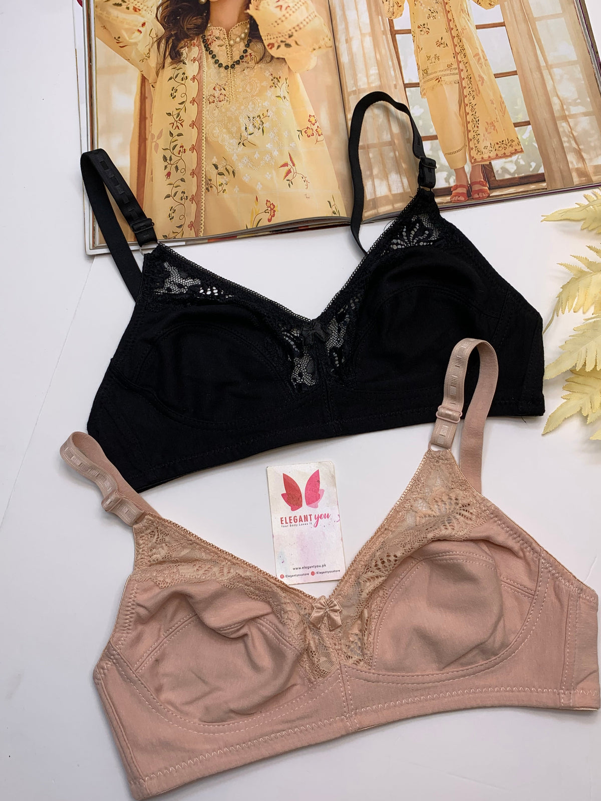 (32-42)b/c Soft Cotton Half Cup Lace Daily Wear Bra11919(R6-A)