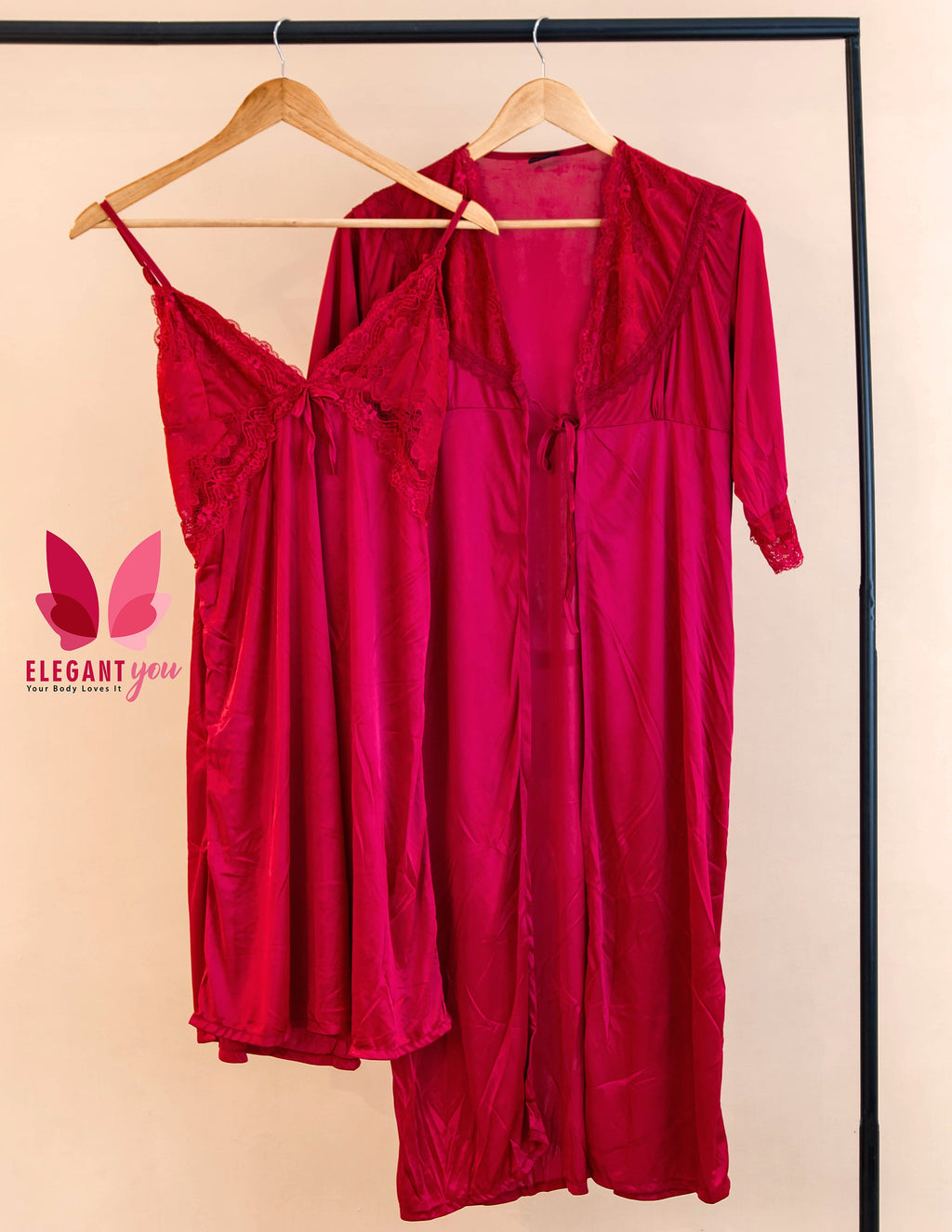 2 Piece Gorgeous Long Silk Nighty JE811(C15-R2)