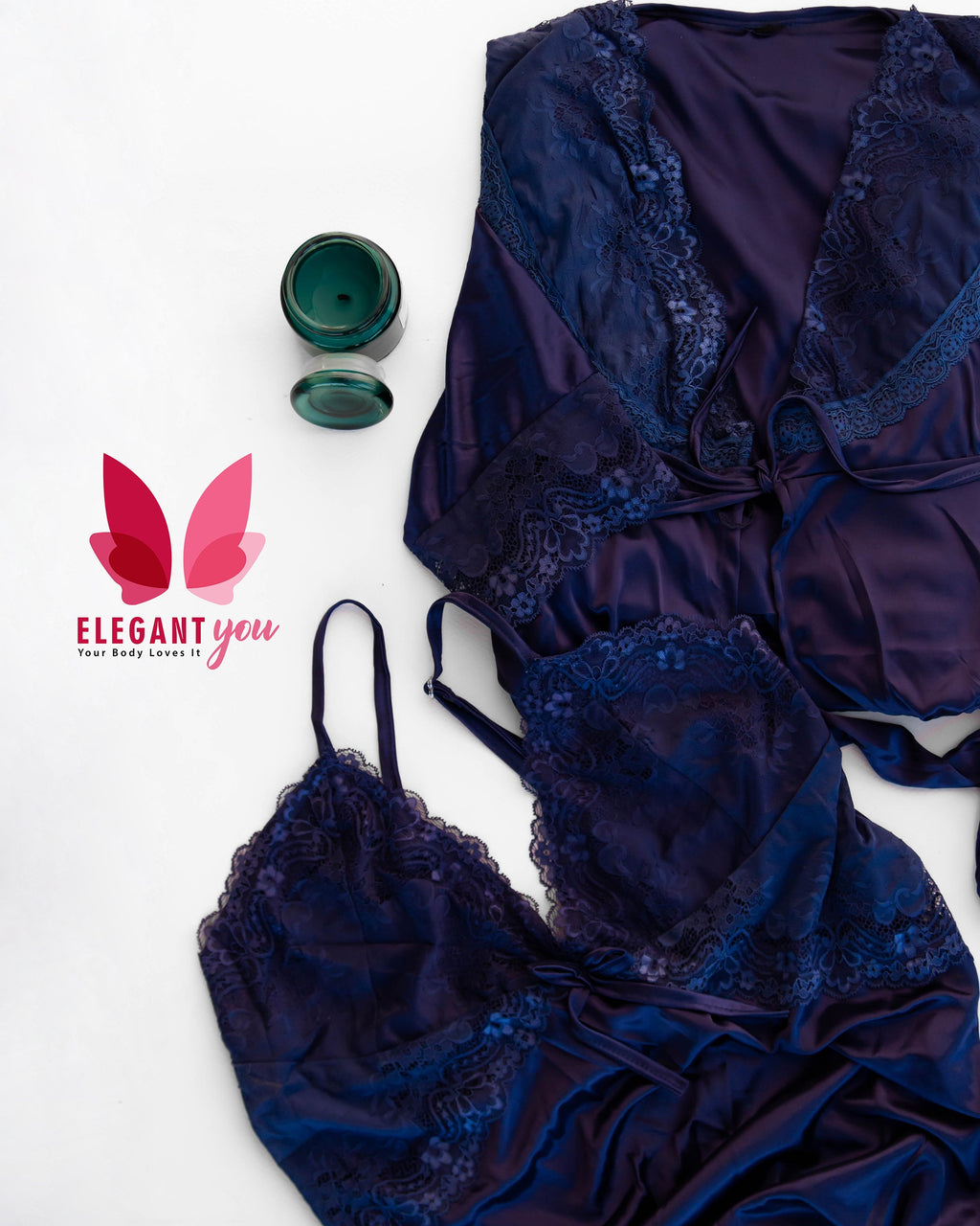 2 Piece Gorgeous Long Silk Nighty JE811(C15-R2)