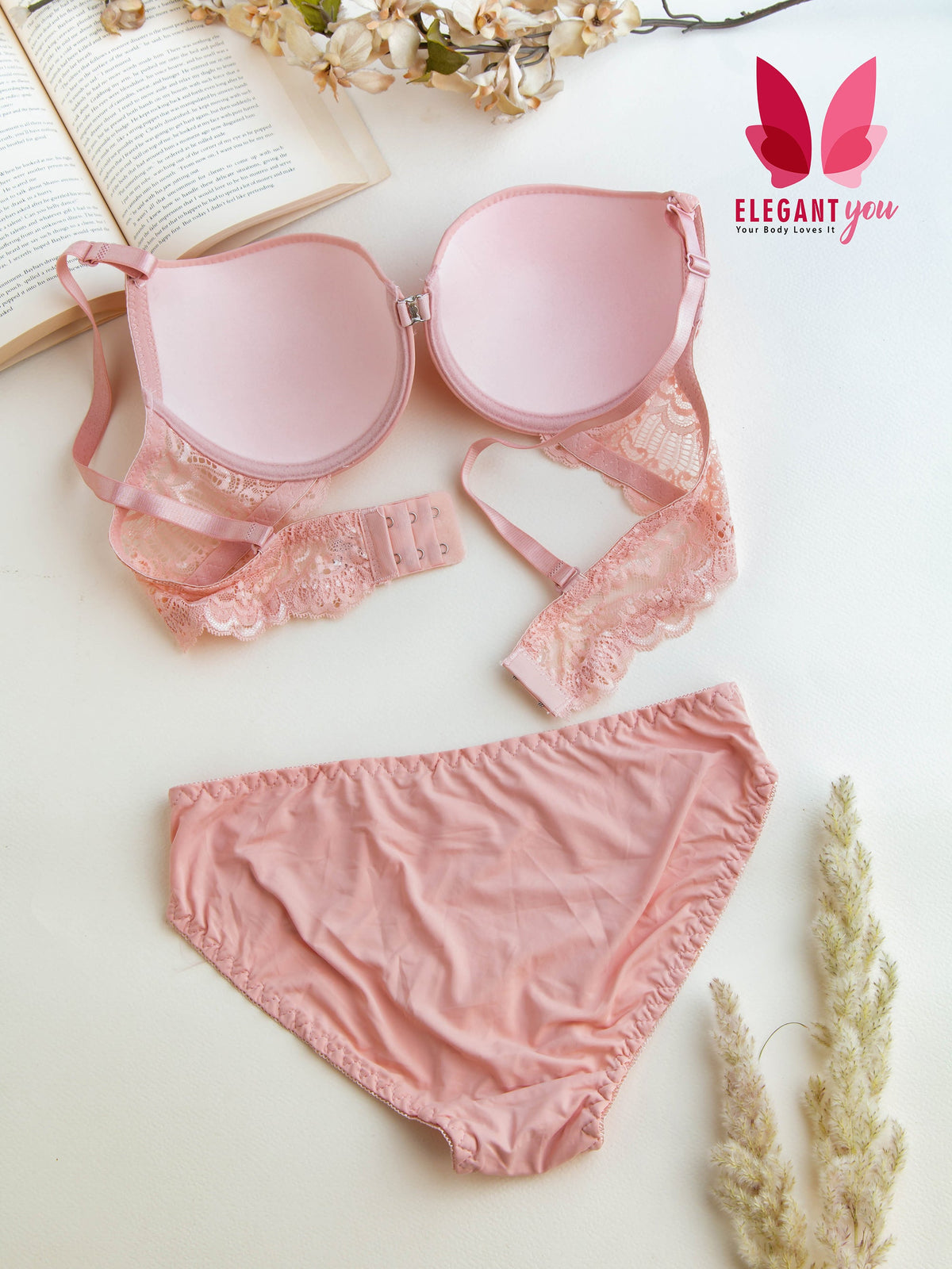 (34-40)B Intimate Solid Colour Pushup Underwired Bra and Matching Panty(R5)