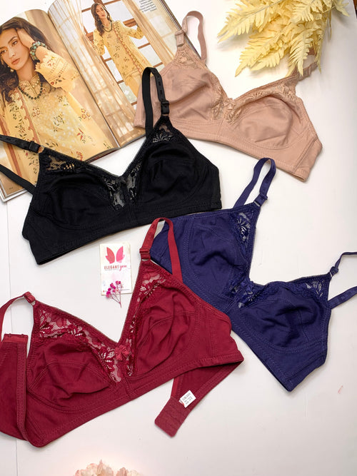 (32-42)b/c Soft Cotton Half Cup Lace Daily Wear Bra11919(R6-A)