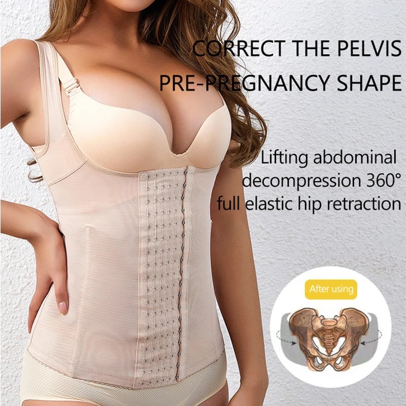 Breathable vest Style Waist and Tummy shaper with Multiple Hooks(B-3)