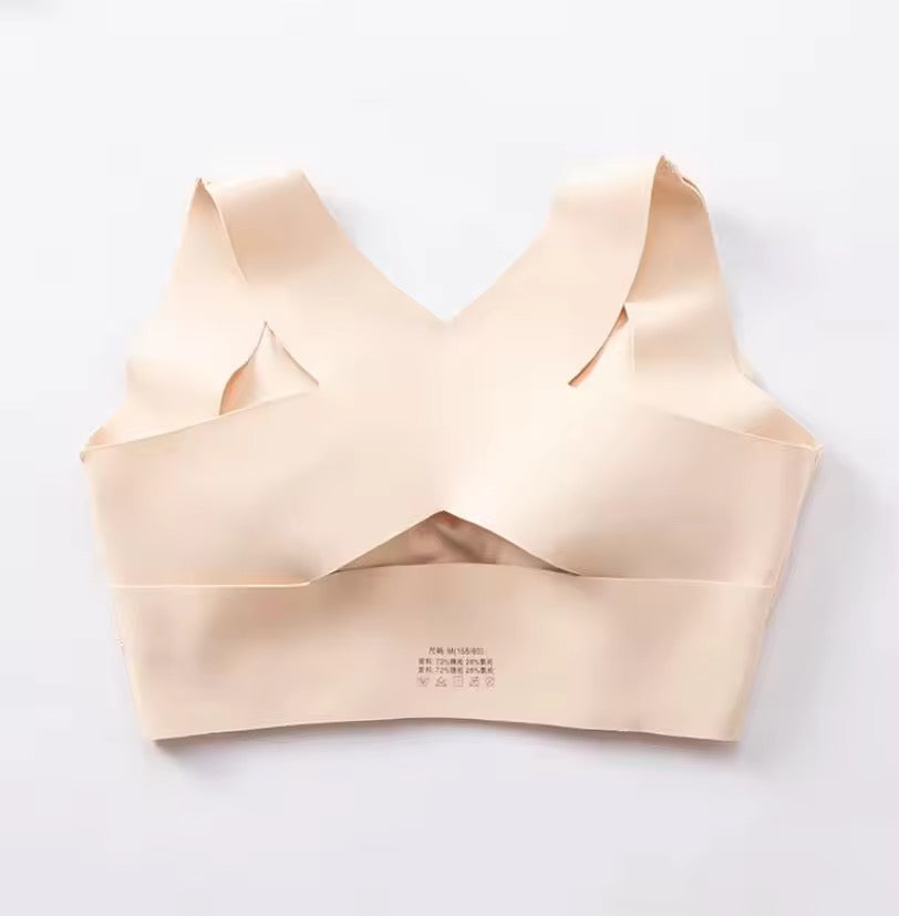 (34-42)Women Plain Seamless Cross Posture Correction Back Straighter Bra [046]*