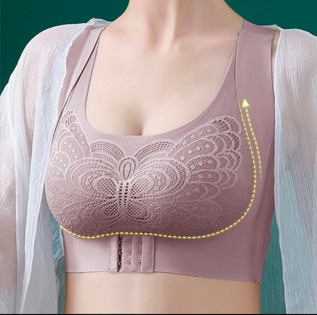 (44-46) Women Seamless Cross Posture Corrector Butterfly Bra [070]*
