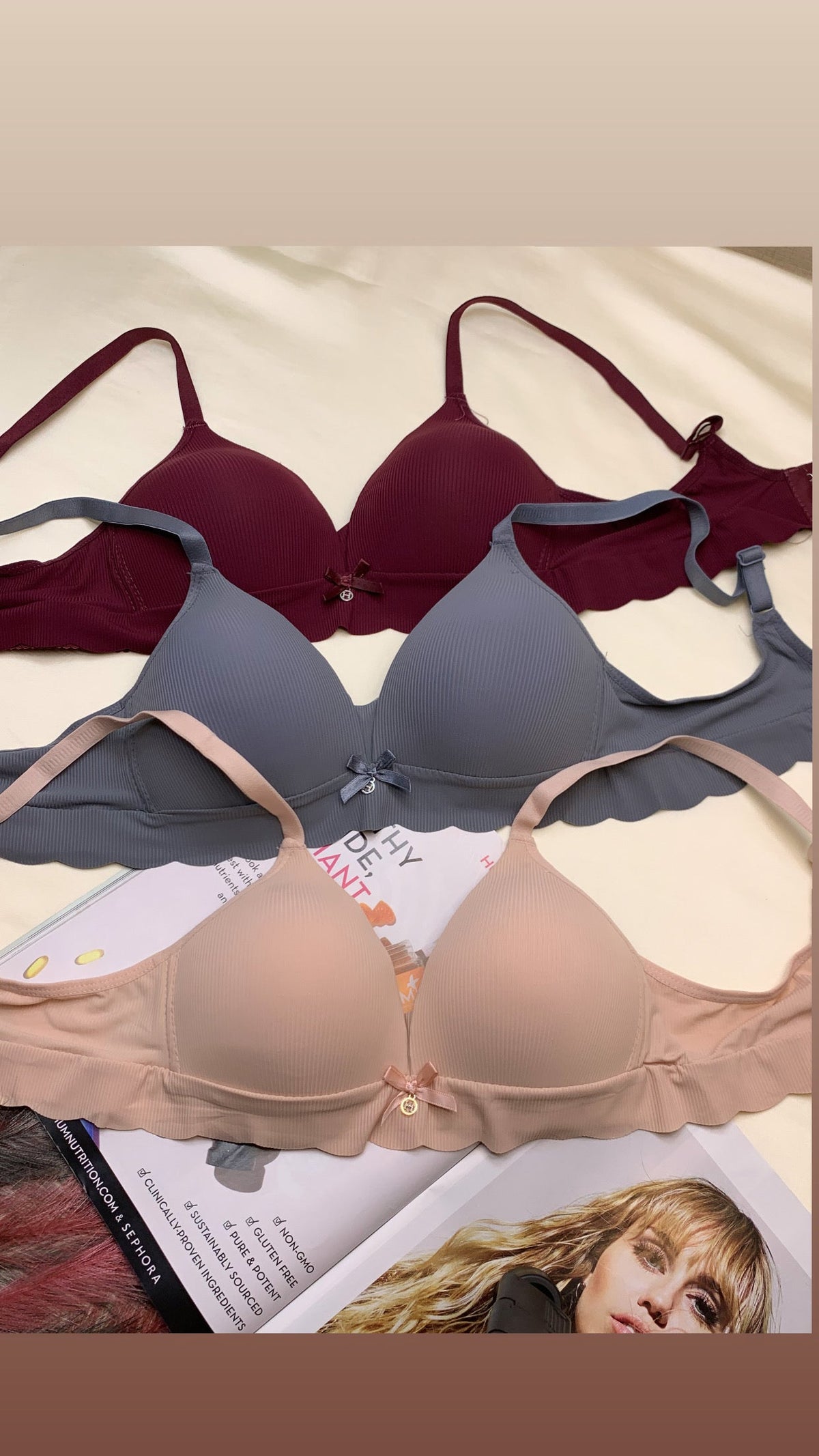 (32-38)b size Daily wear Thin-Pad Non-Wired Seamless Bra(308)^
