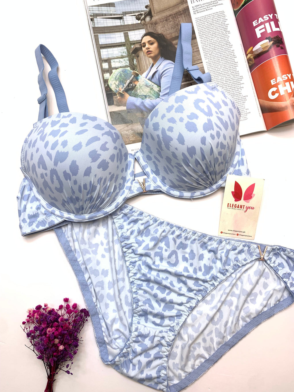 (38-44)D CupSize V BucklePadded Pushup Wire Bra&UnderwearComboA24073(R1)