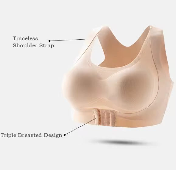 (34-42)Women Plain Seamless Cross Posture Correction Back Straighter Bra [046]*