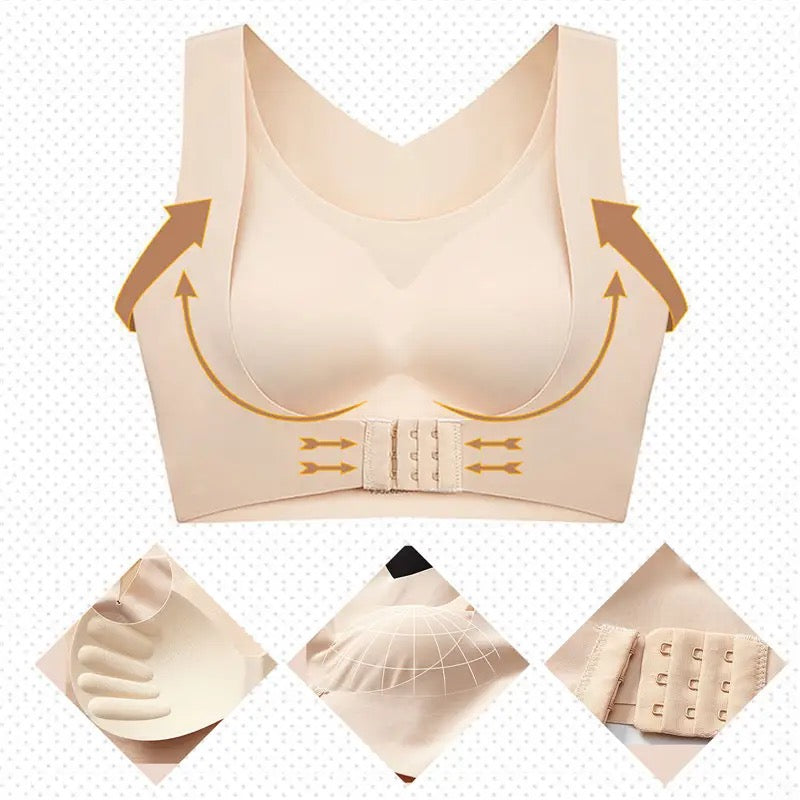 (34-42)Women Plain Seamless Cross Posture Correction Back Straighter Bra [046]*
