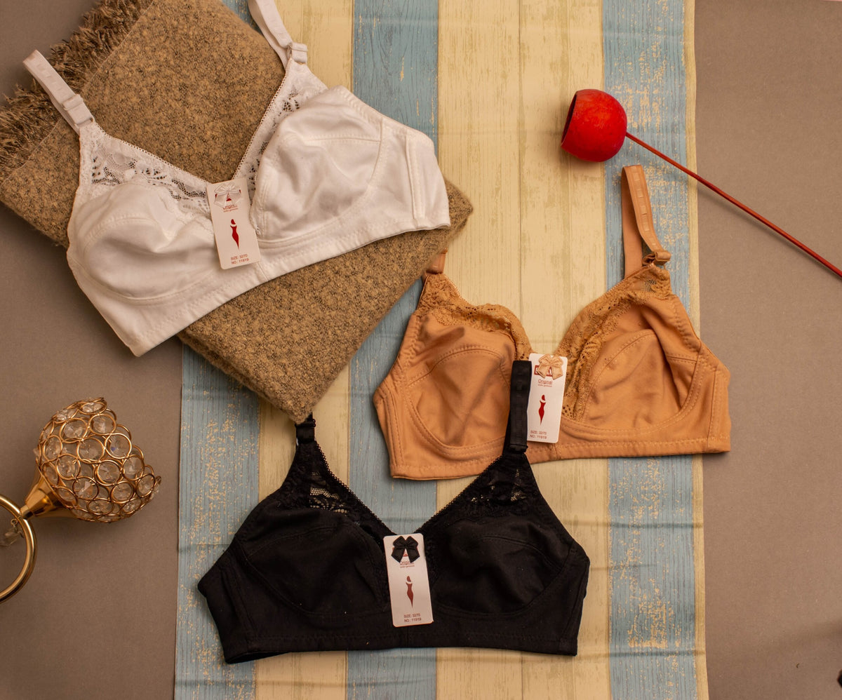 (32-42)b/c Soft Cotton Half Cup Lace Daily Wear Bra11919(R6-A)