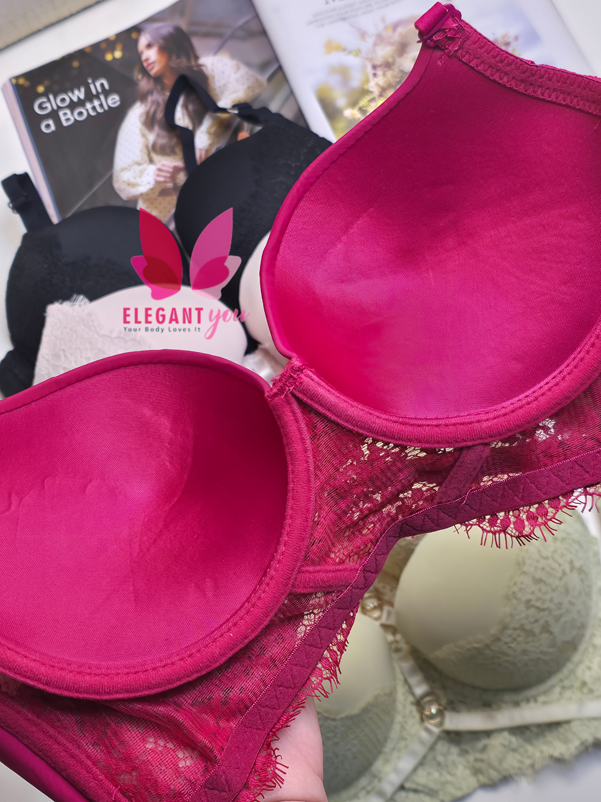(34-40)B Padded Push-up Wire Bra & Thong Underwear set(R4)