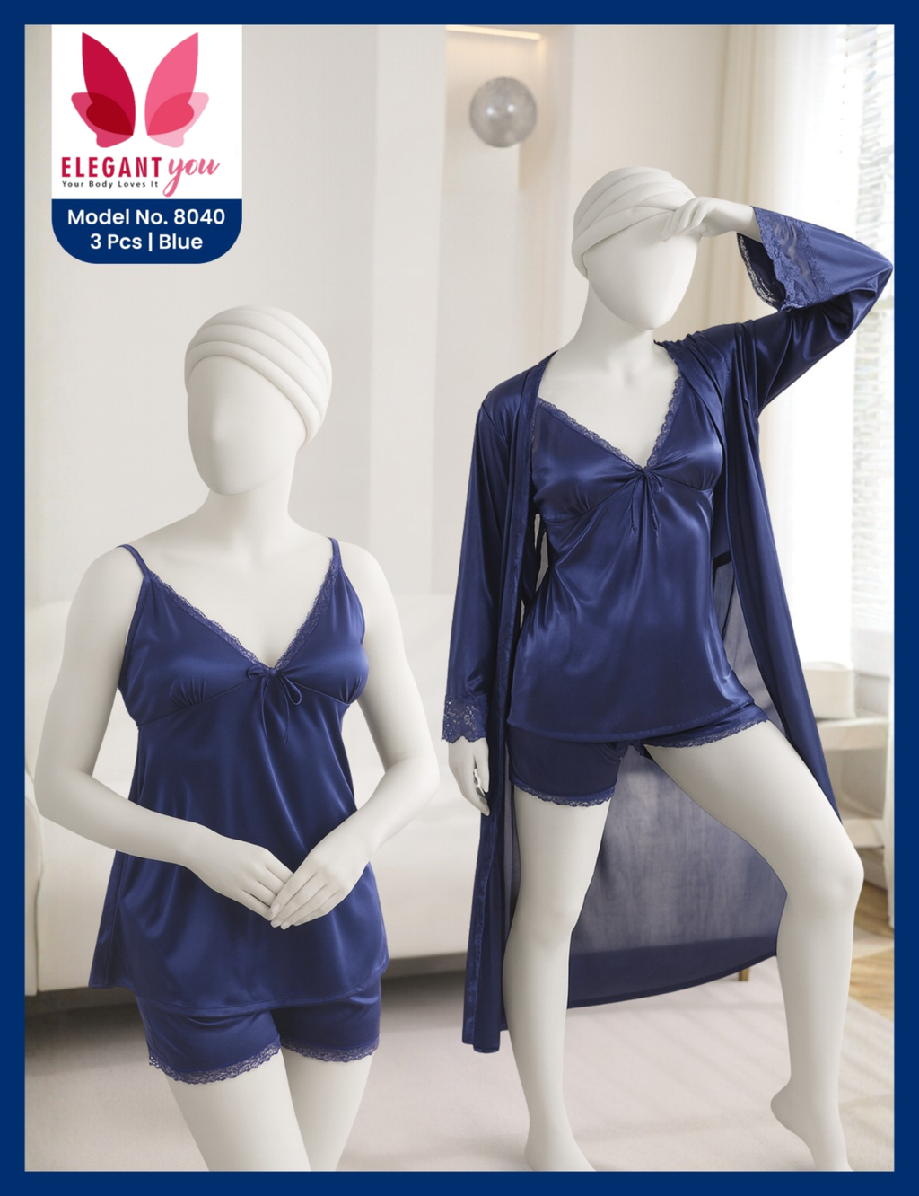 3 Piece Silk Nighty (8040)(C12-R1)