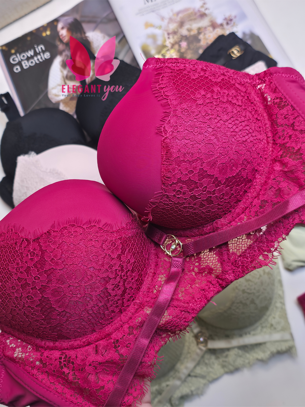 (34-40)B Padded Push-up Wire Bra & Thong Underwear set(R4)