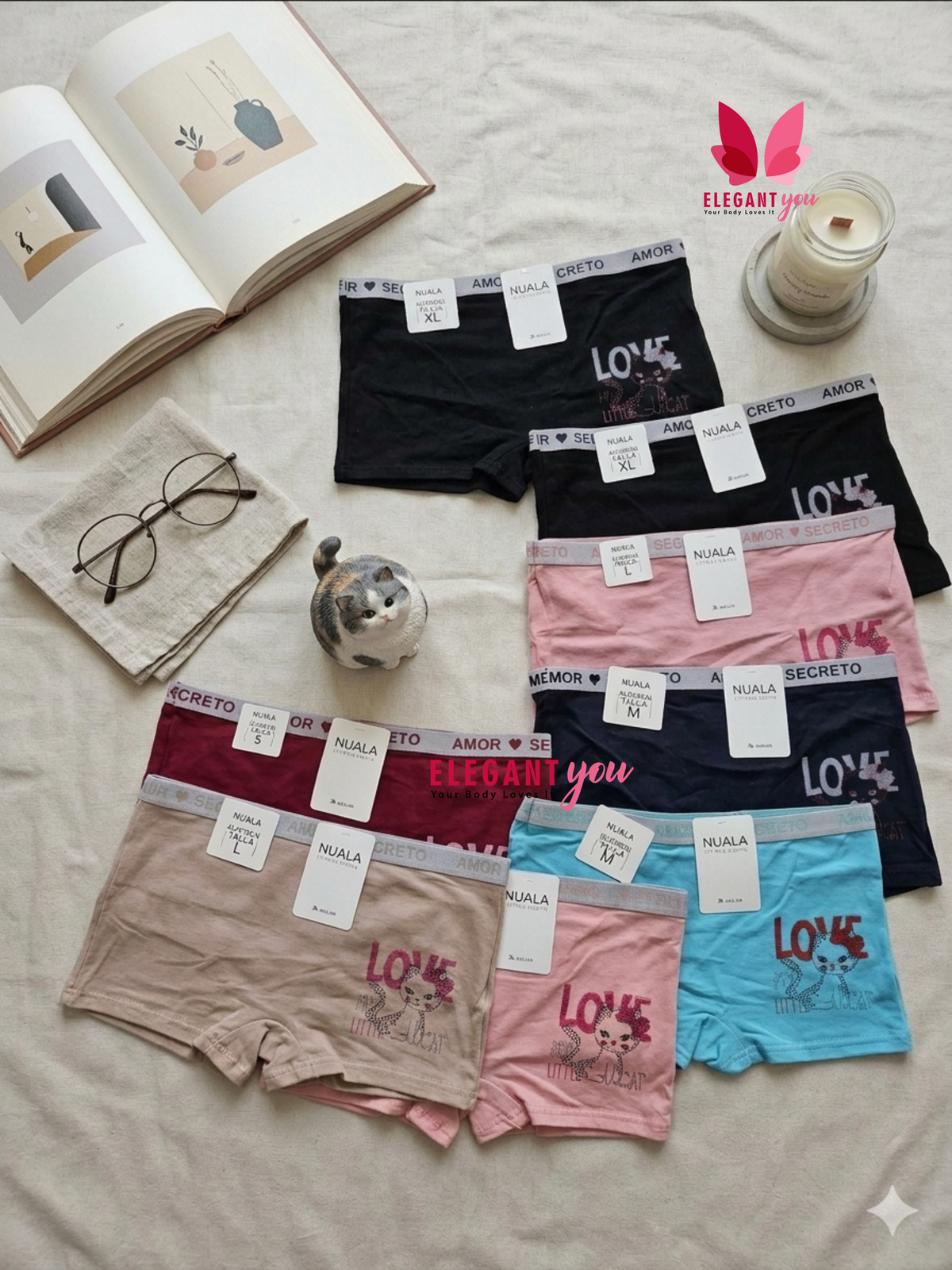 Bundle Offer Cute Cat Cotton Boxer(123)^