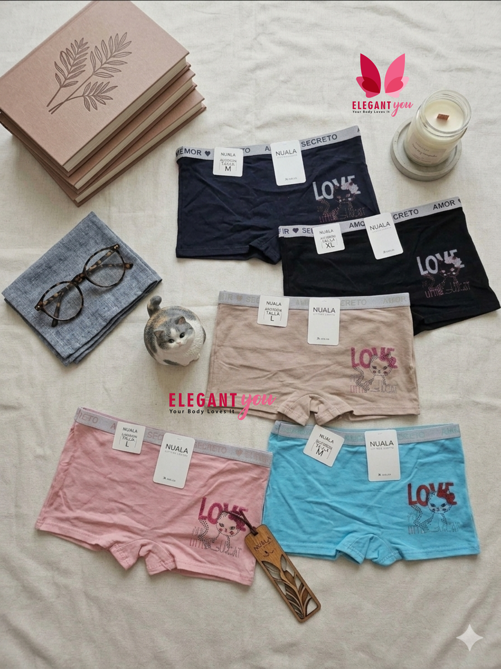 Bundle Offer Cute Cat Cotton Boxer(123)^