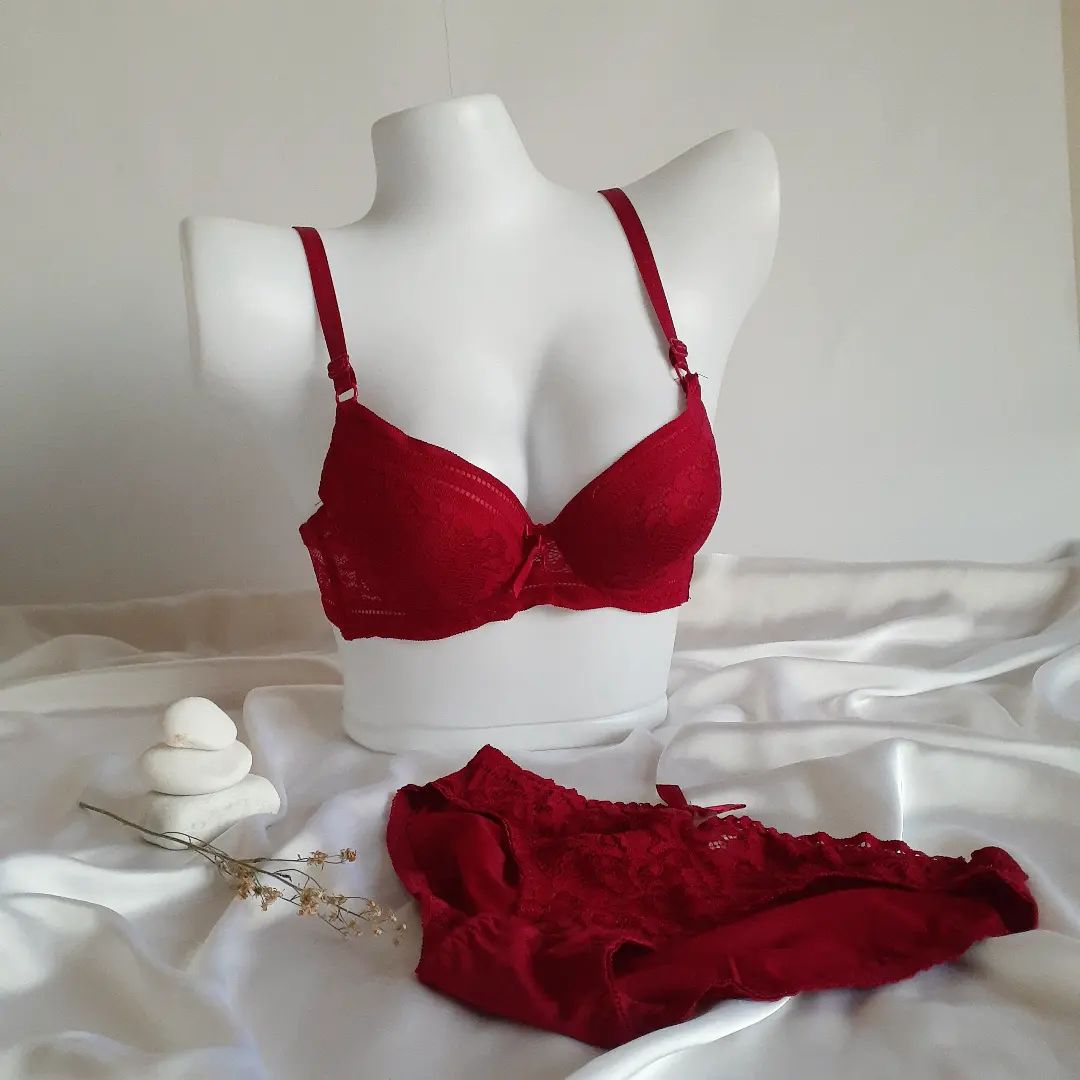 (32-38)b  Elegant Padded Pushup Bra Panty set ^