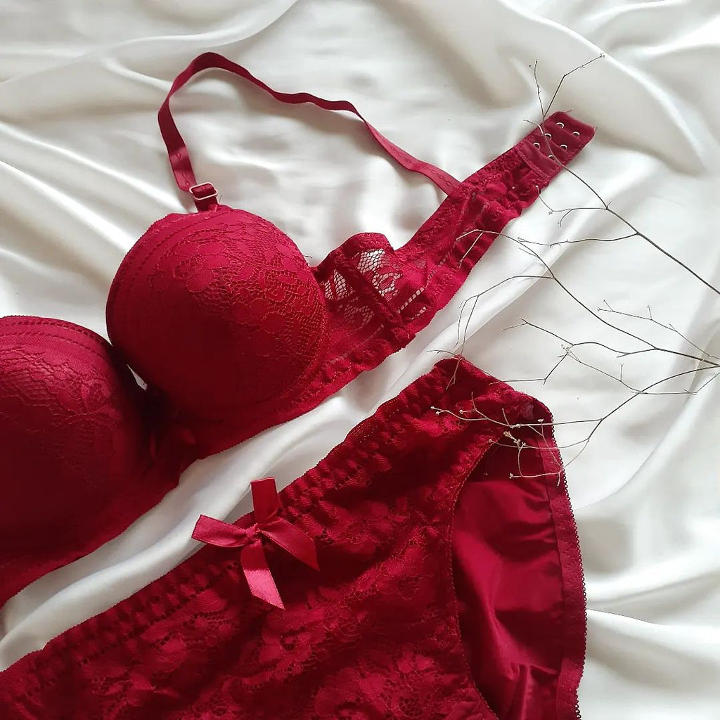 (32-38)b  Elegant Padded Pushup Bra Panty set ^