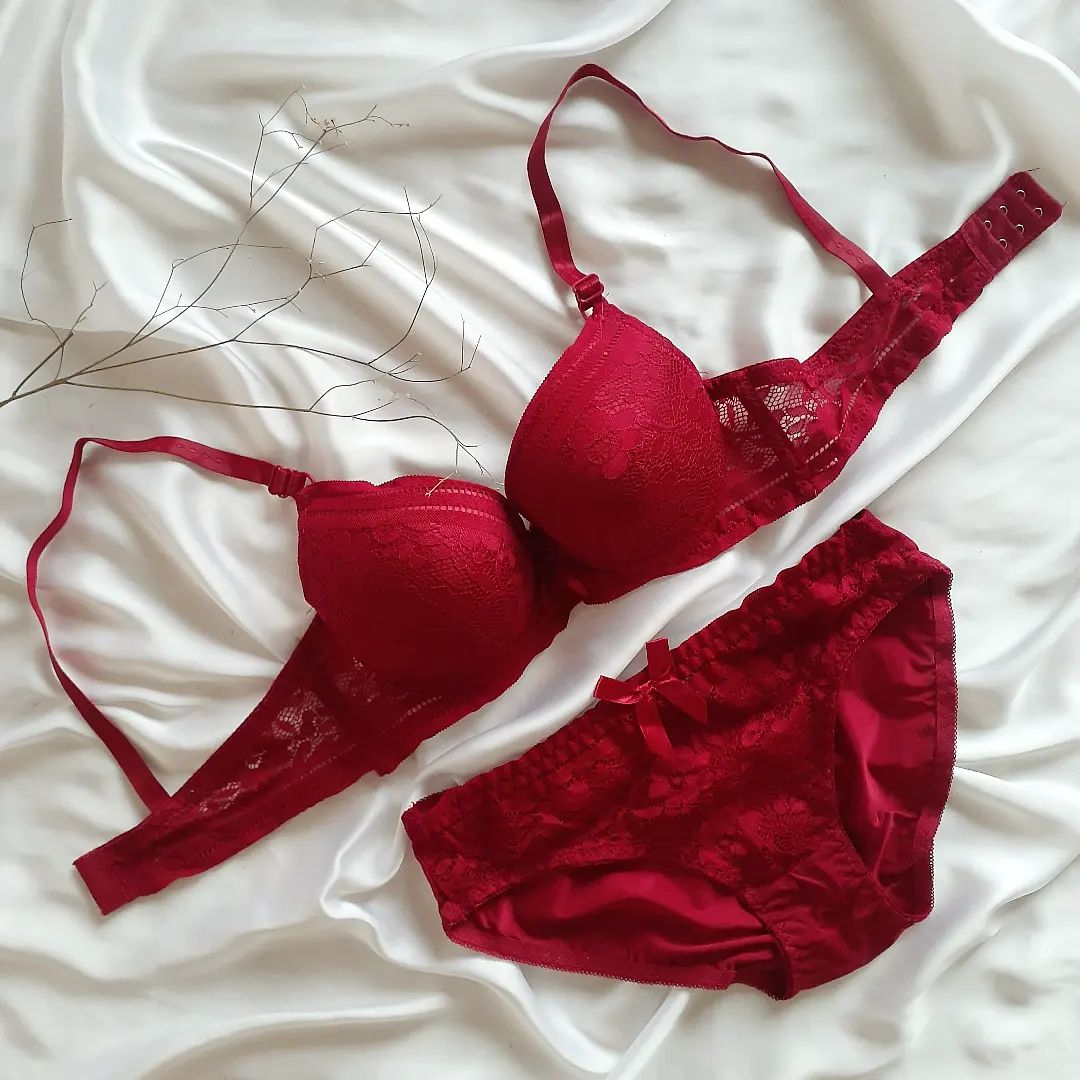 (32-38)b  Elegant Padded Pushup Bra Panty set ^