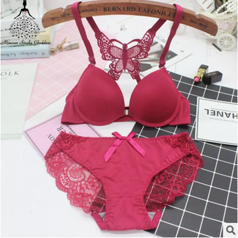 (32-38)B Double Padded Butterfly Bra Panty Set(R3)