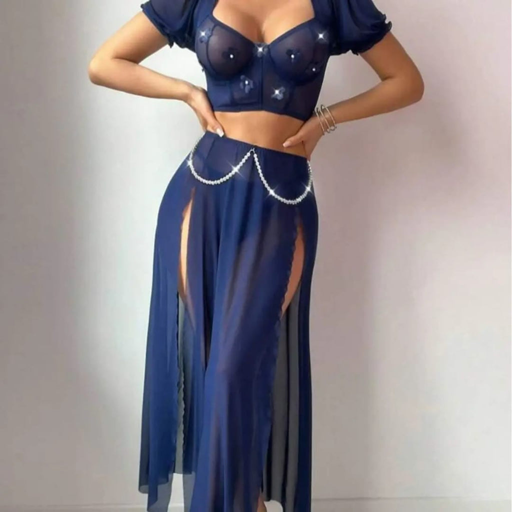 (34-40)Exquisite Lace Halter See Through (W) B078 (C9-R5)