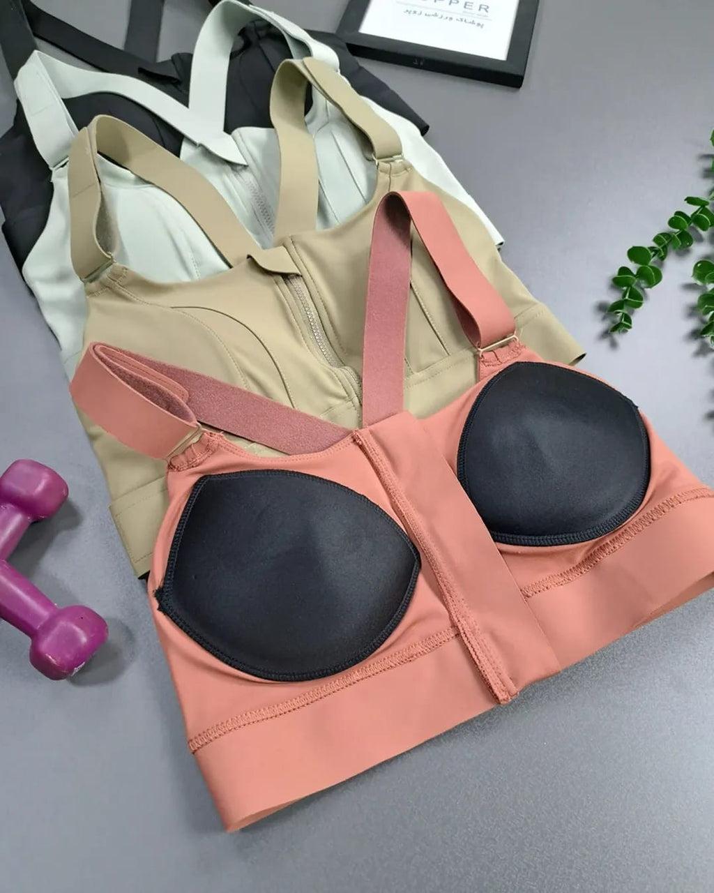 (42-46)High Impact,A+ Quality, Ultimate Comfort, Sports Bra, Zipper(047)