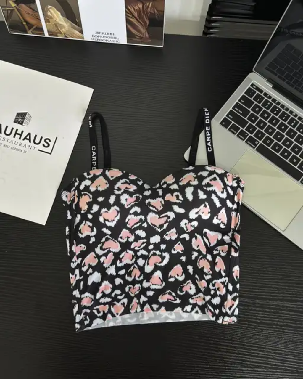 (34-40) Seamless Chittah Print Soft Pad Tank Top(002)*