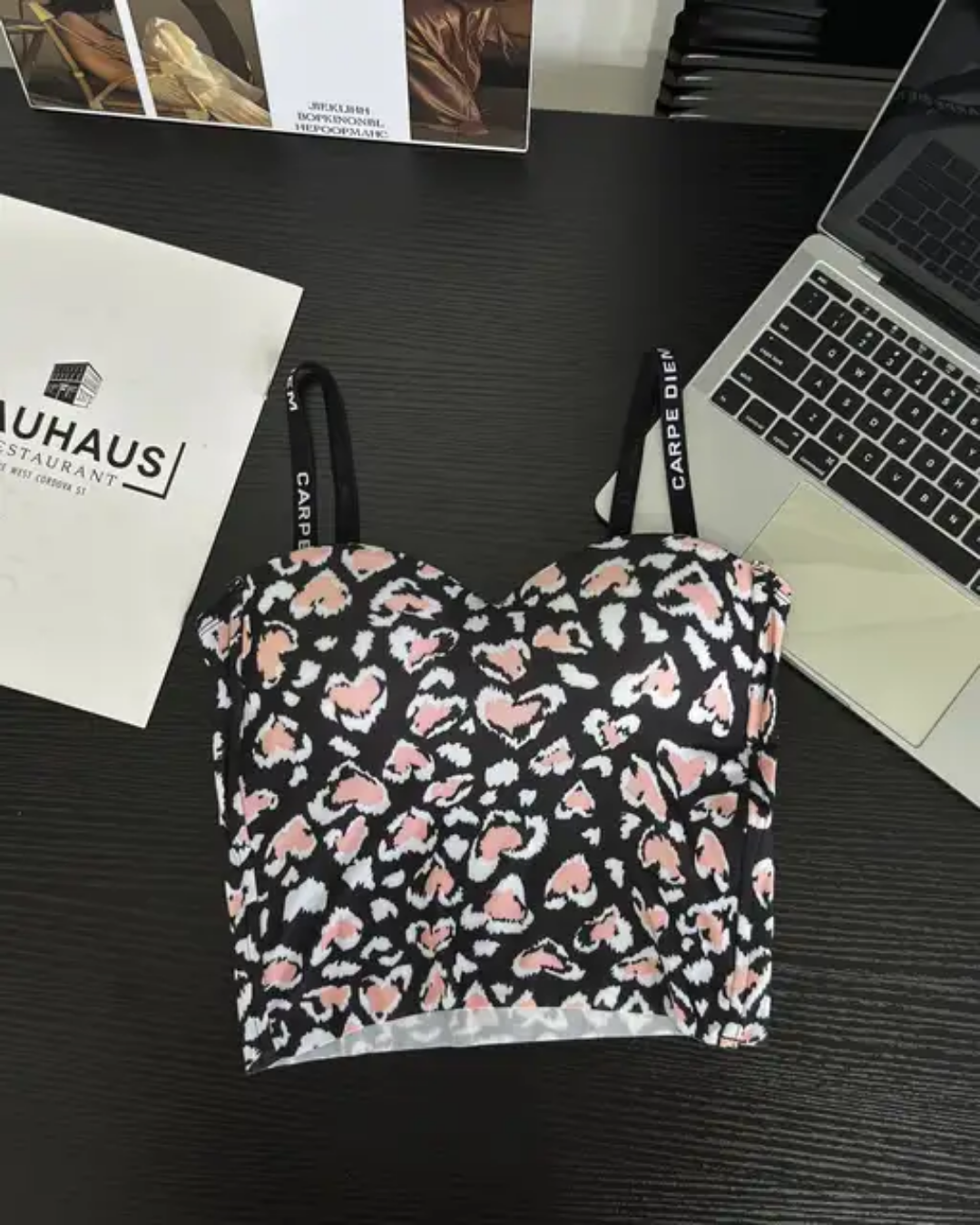 (34-40) Seamless Chittah Print Soft Pad Tank Top(002)*