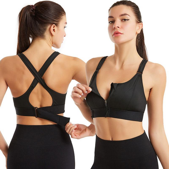 (34-46)High Impact, A Grade Ultimate Comfort Sports Bra Zipper(026)*