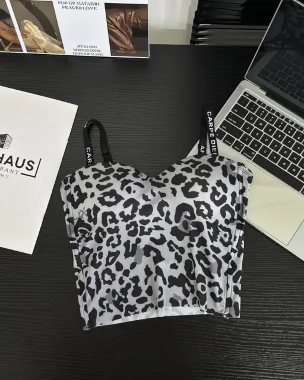 (34-40) Seamless Chittah Print Soft Pad Tank Top(002)*