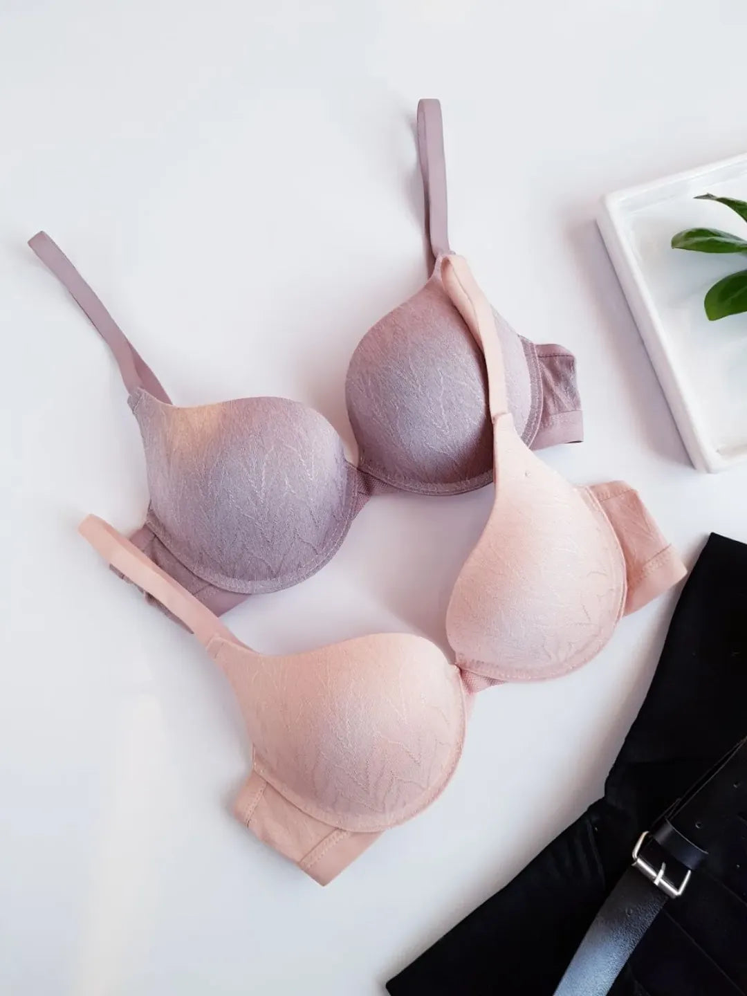 Demi Cup Soft Padded Push-up Wired Bra(167)^