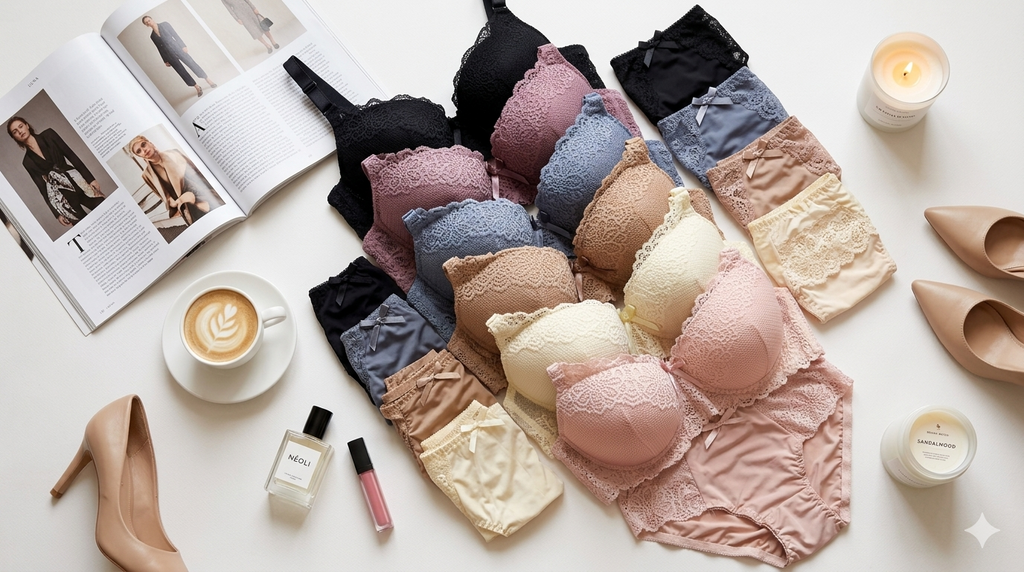 (32-36)b Elegant Lacy Soft Padded Wired Bra set 8221^