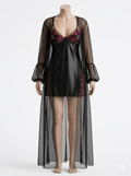 Midnight Bloom Robe & Chemise Set 8437(C3-4-R2)