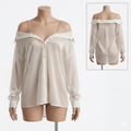 Women Off Shoulder Babydoll Shirt (T-A24)