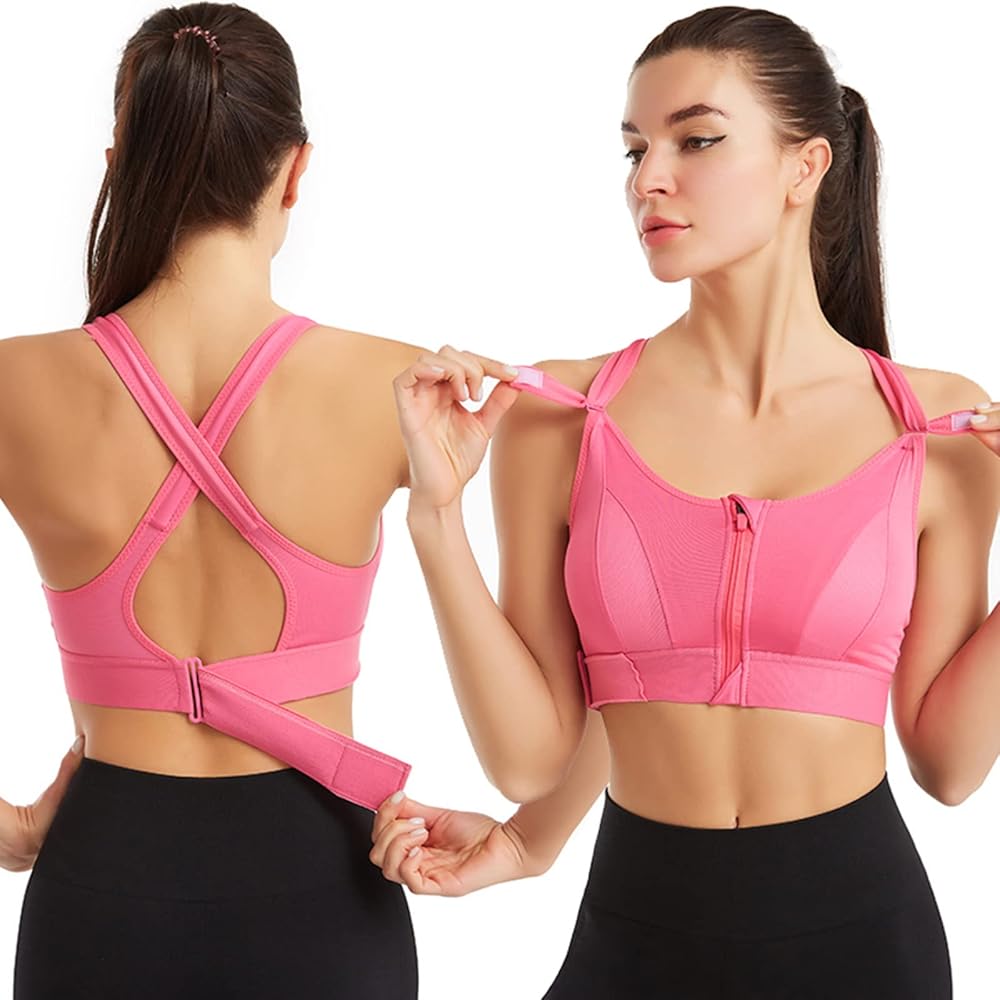 (34-46)High Impact, A Grade Ultimate Comfort Sports Bra Zipper(026)*