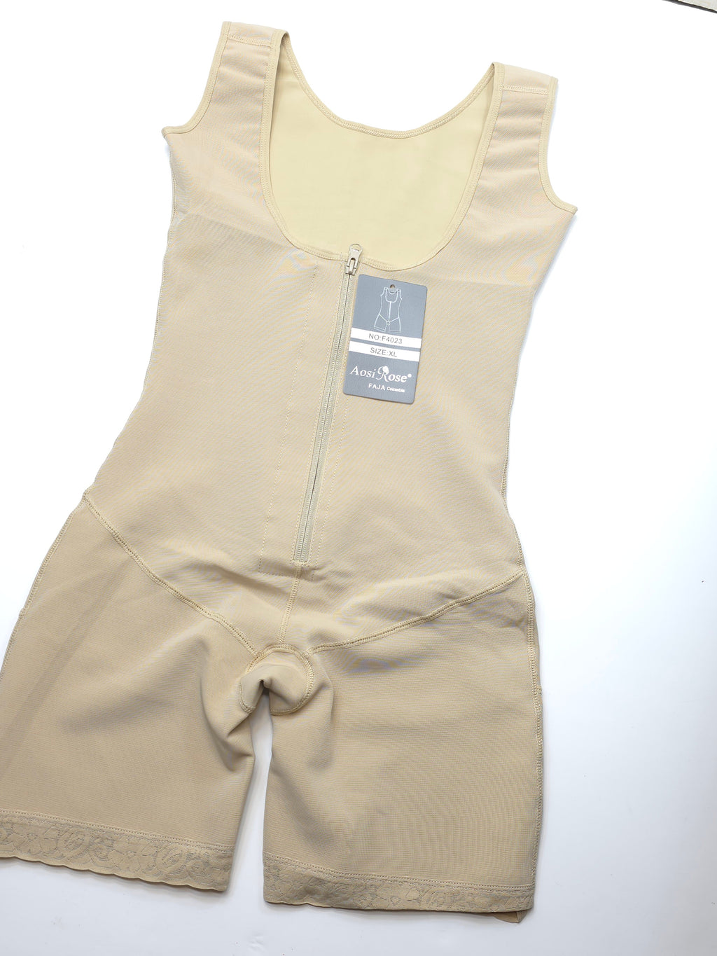 Full Body Seamless High Waist With Front zip Body-Shapping Buttocks Lifting Slim Fit Anti Glare Leggings F4023(C-3)