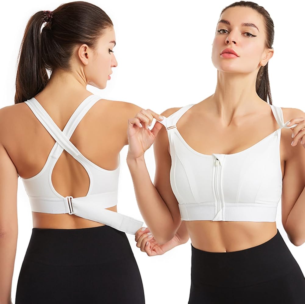 (34-46)High Impact, A Grade Ultimate Comfort Sports Bra Zipper(026)*