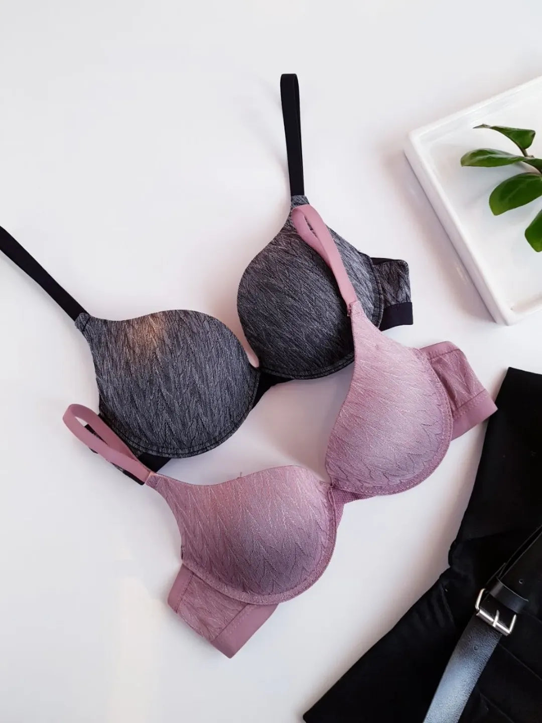 Demi Cup Soft Padded Push-up Wired Bra(167)^