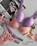 (36-42)B Victoria Secret Soft Push-up Pad Bra Panty Set(R4)