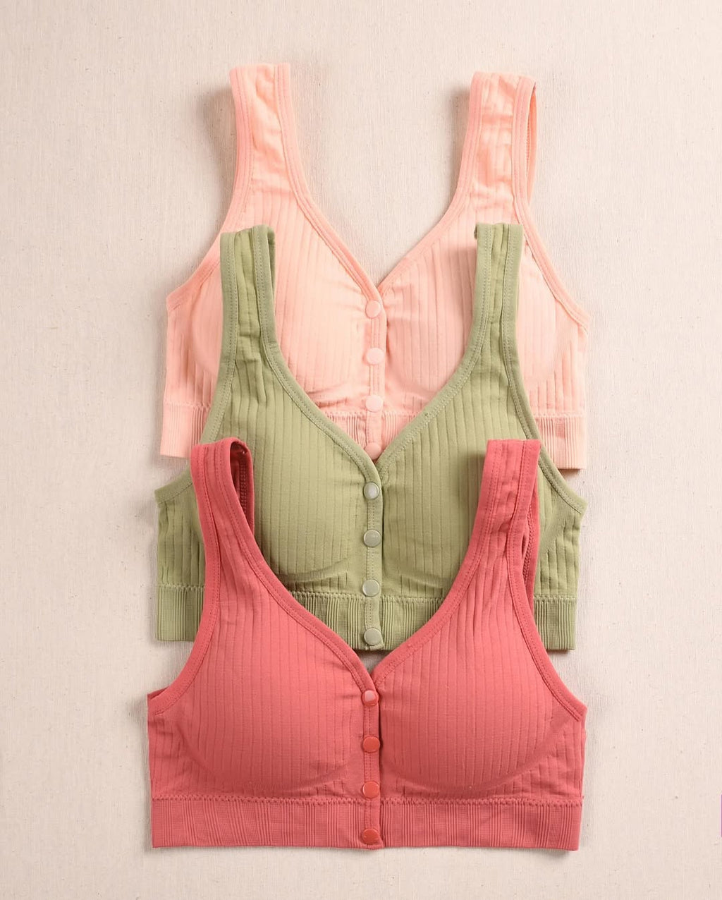 Wide Shoulder Front Button Sports Bra(039)