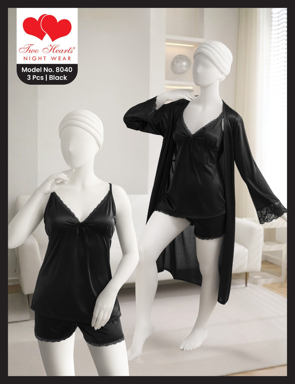 3 Piece Silk Nighty (8040)(C12-R1)