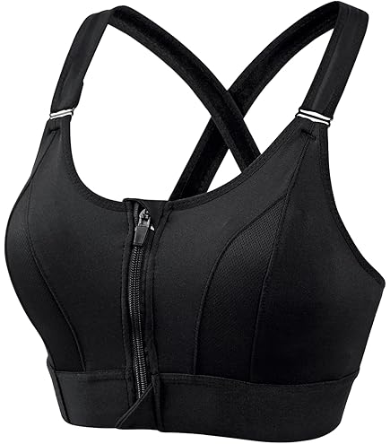 (34-46)High Impact, A Grade Ultimate Comfort Sports Bra Zipper(026)*
