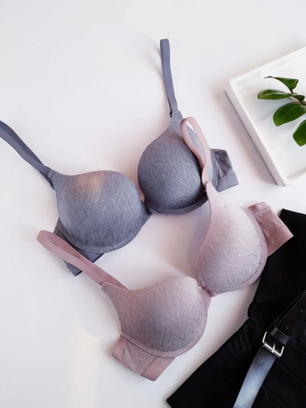 Demi Cup Soft Padded Push-up Wired Bra(167)^