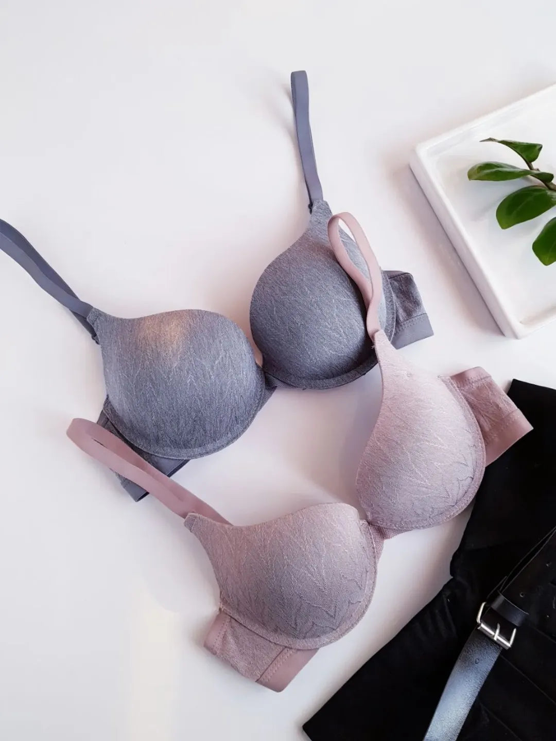 Demi Cup Soft Padded Push-up Wired Bra(167)^