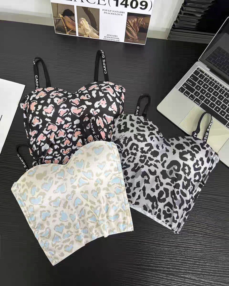 (34-40) Seamless Chittah Print Soft Pad Tank Top(002)*