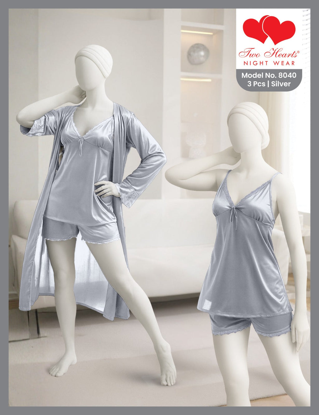3 Piece Silk Nighty (8040)(C12-R1)