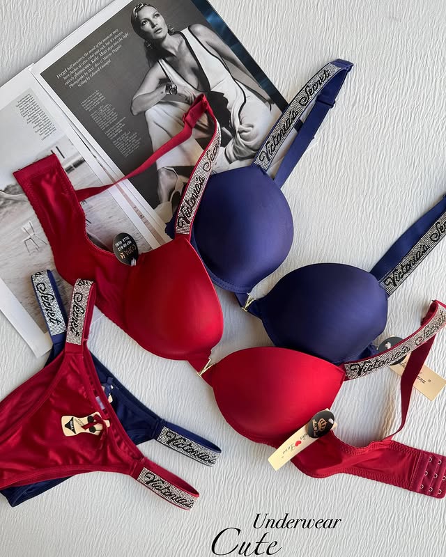 (36-42)B Victoria Secret Soft Push-up Pad Bra Panty Set(R4)